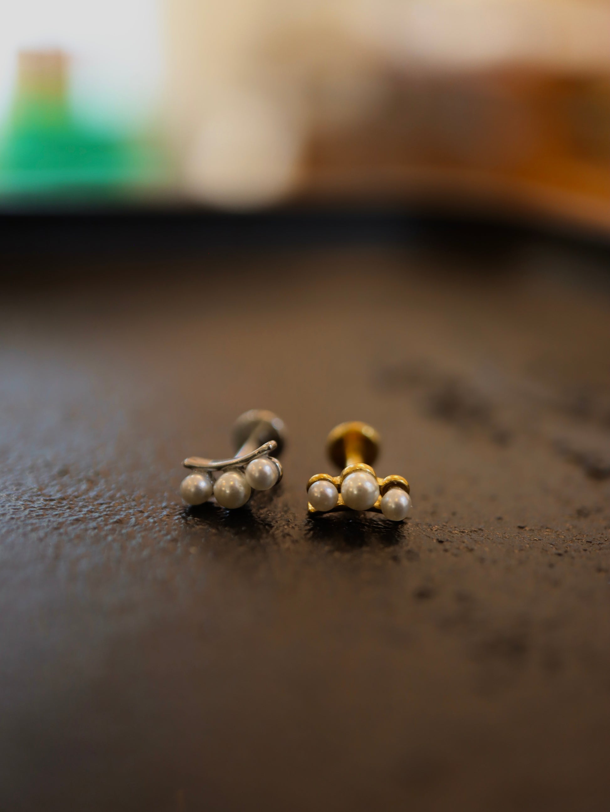 Triple pearl push pin stainless steel flat back