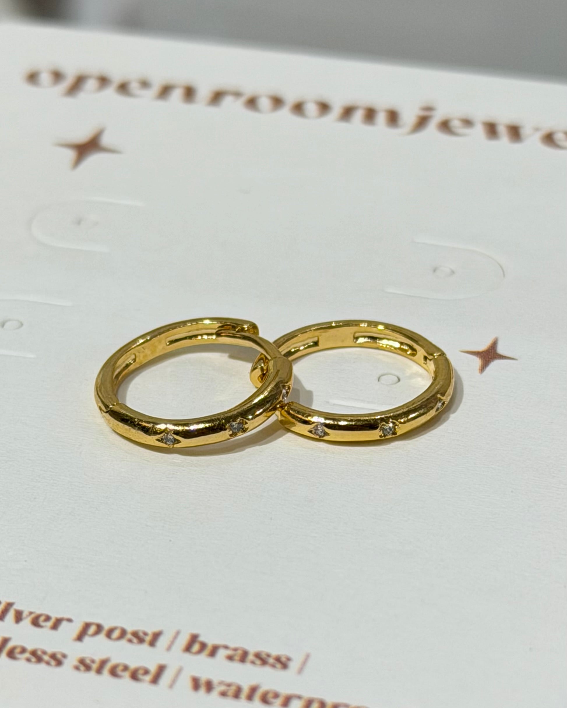 Star stud cz hoop earrings