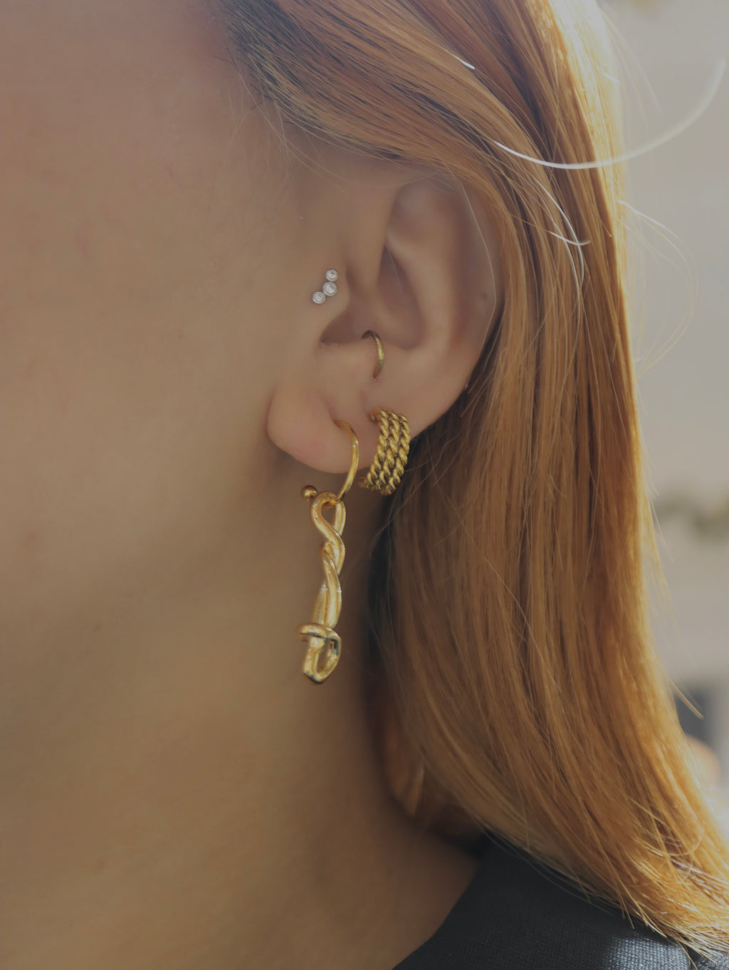 Drop knot twisted earrings