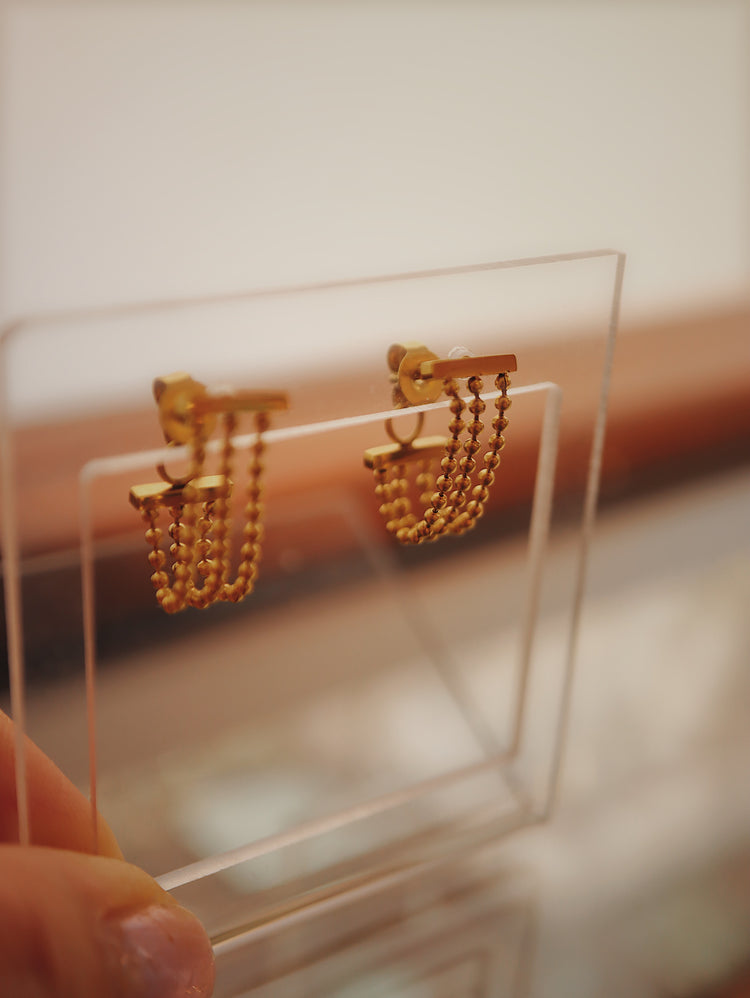 Stainless steel gold chain earrings