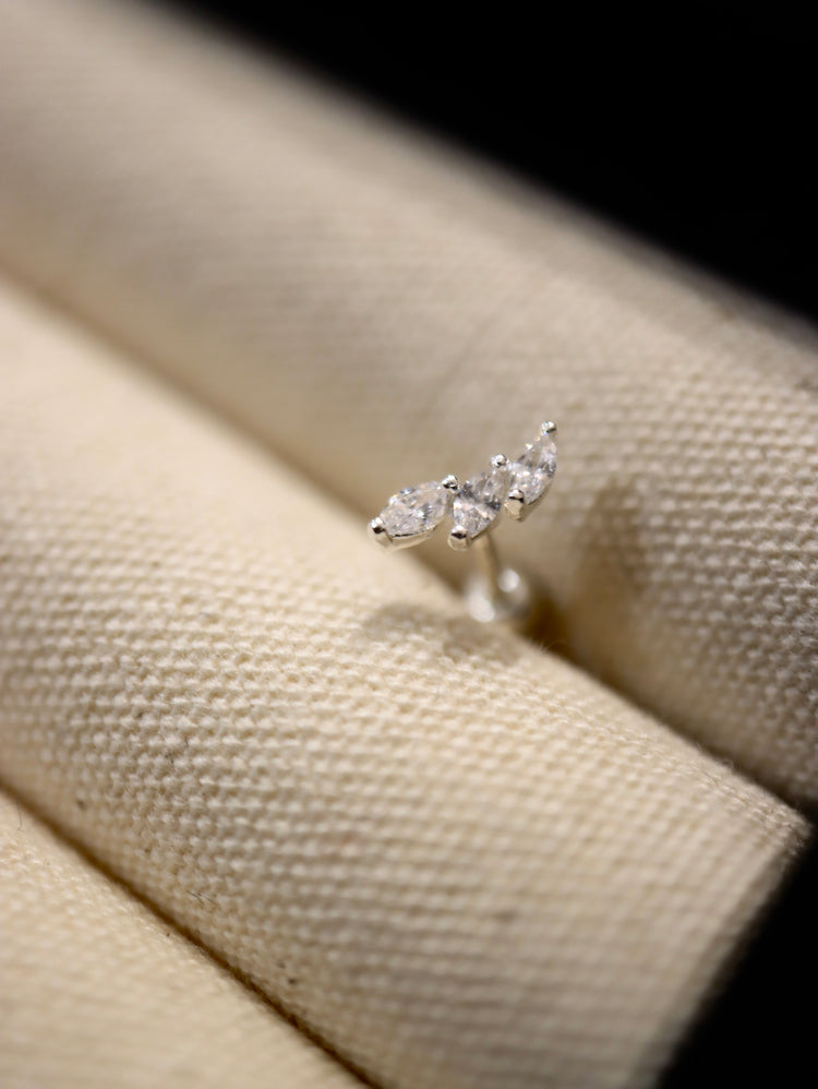 925 silver piercing triple cz earring