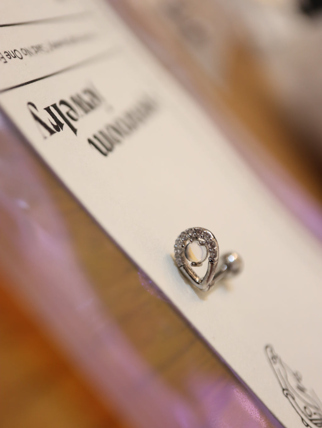 Teardrop cz stud piercing 316L earring