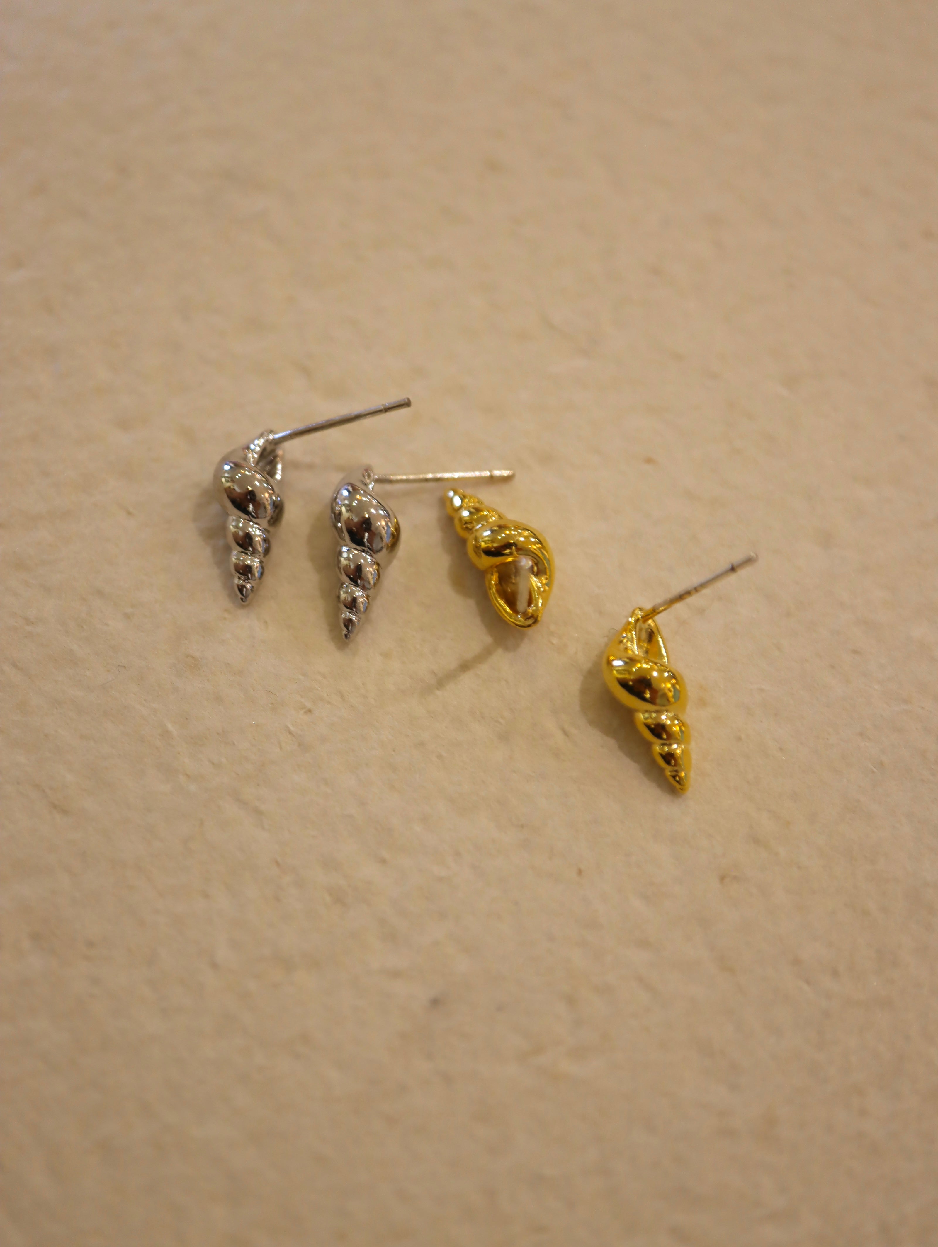 Conch Stud Brass Earrings