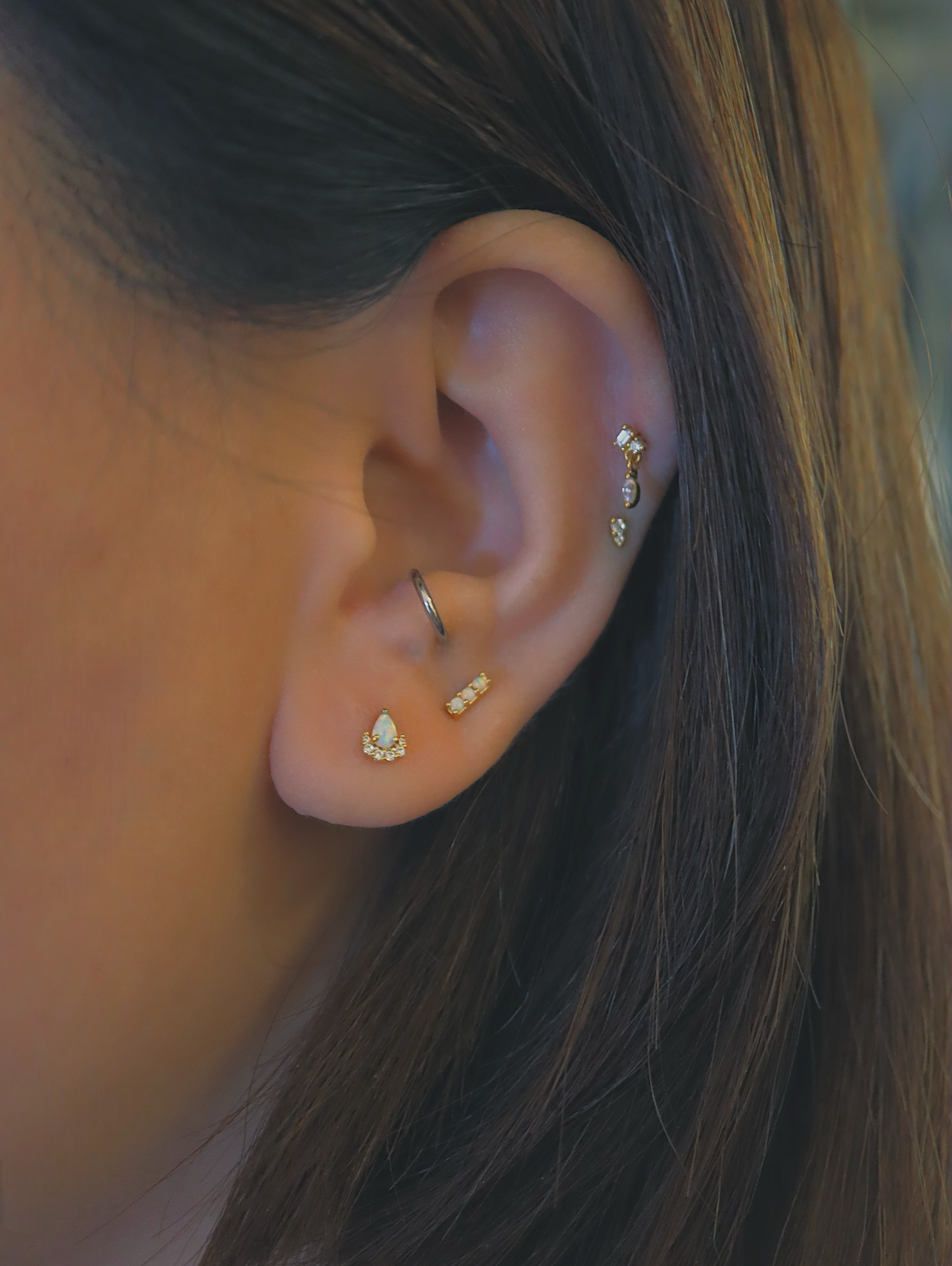 Drop cz flat back s925 piercing