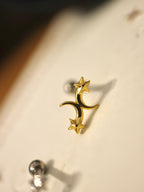 Double crescent and star surgical steel stud piercing (1pc)