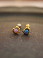 Heart and Opal surgical steel 316 stud earring piercing
