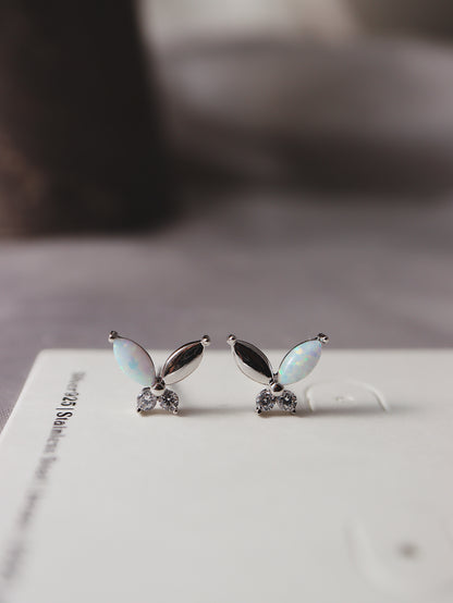 Butterfly silver925 Opal & cz earrings