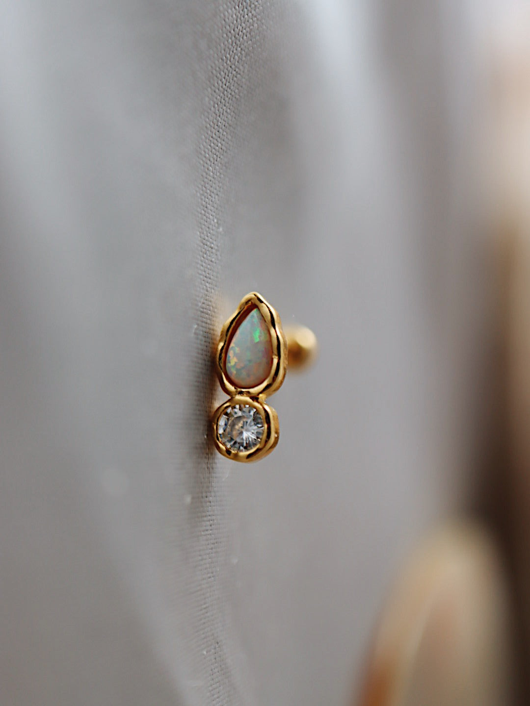 Opal stud s925 barbell piercing