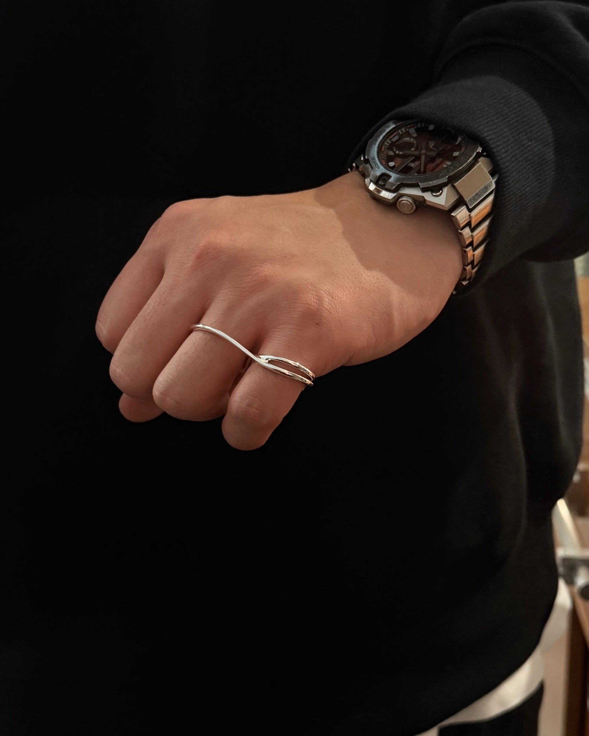 Infinity unisex double finger ring