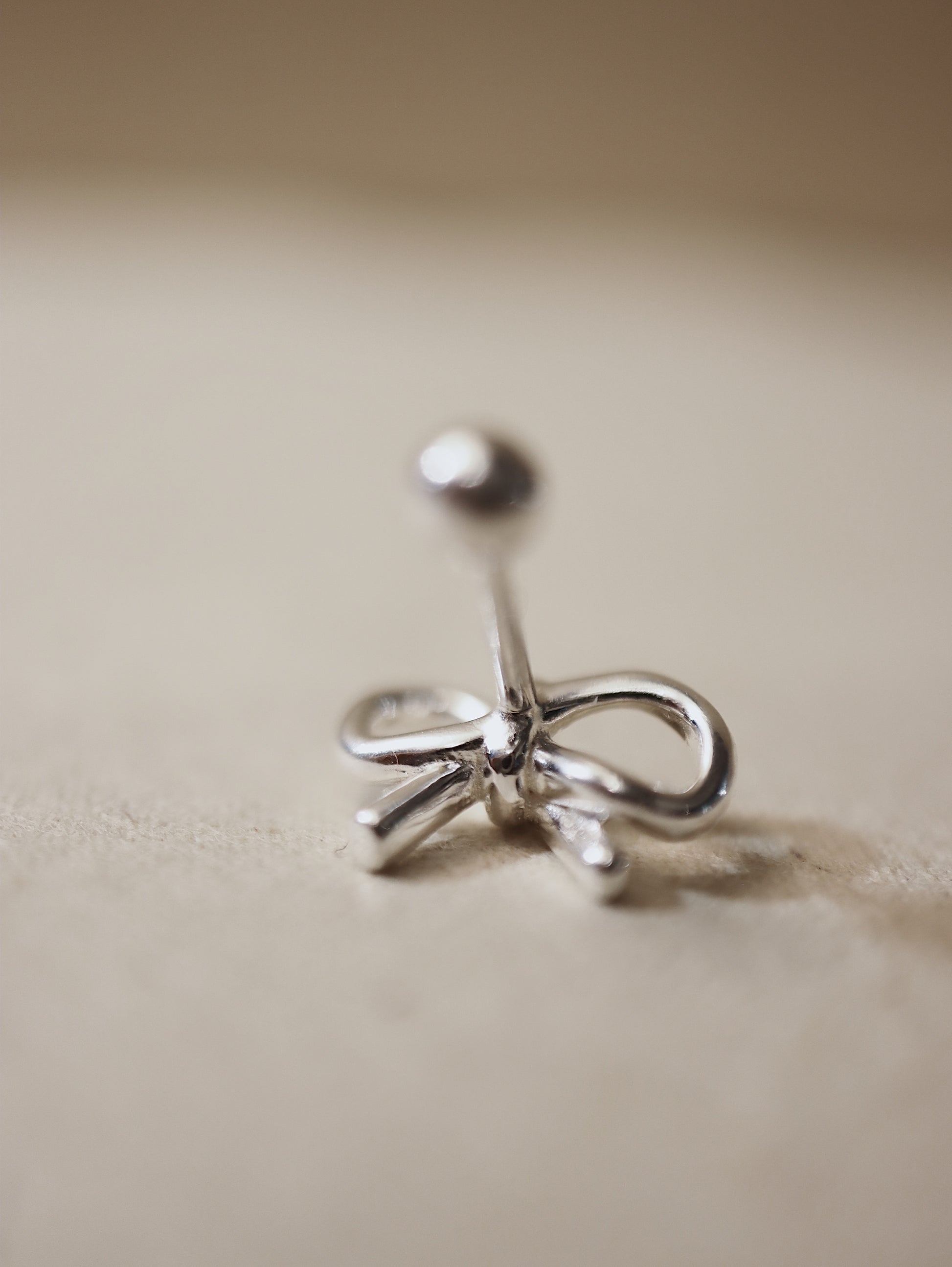 Ribbon Silver925 barbell earring piercing