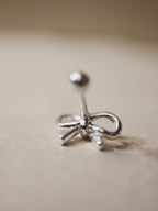 Ribbon Silver925 barbell earring piercing