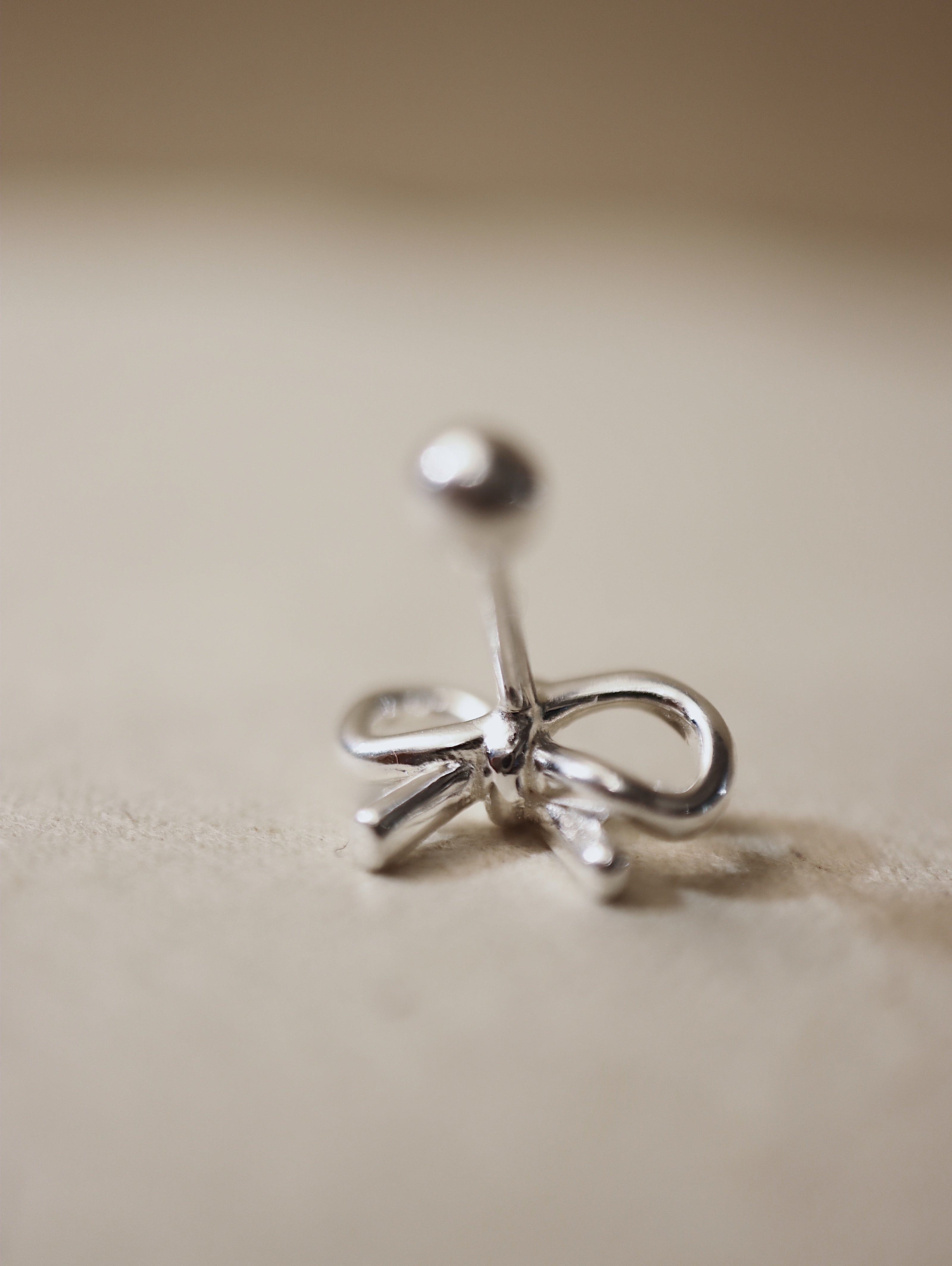 Ribbon Silver925 barbell earring piercing