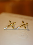 Aether Cross Brass Earrings
