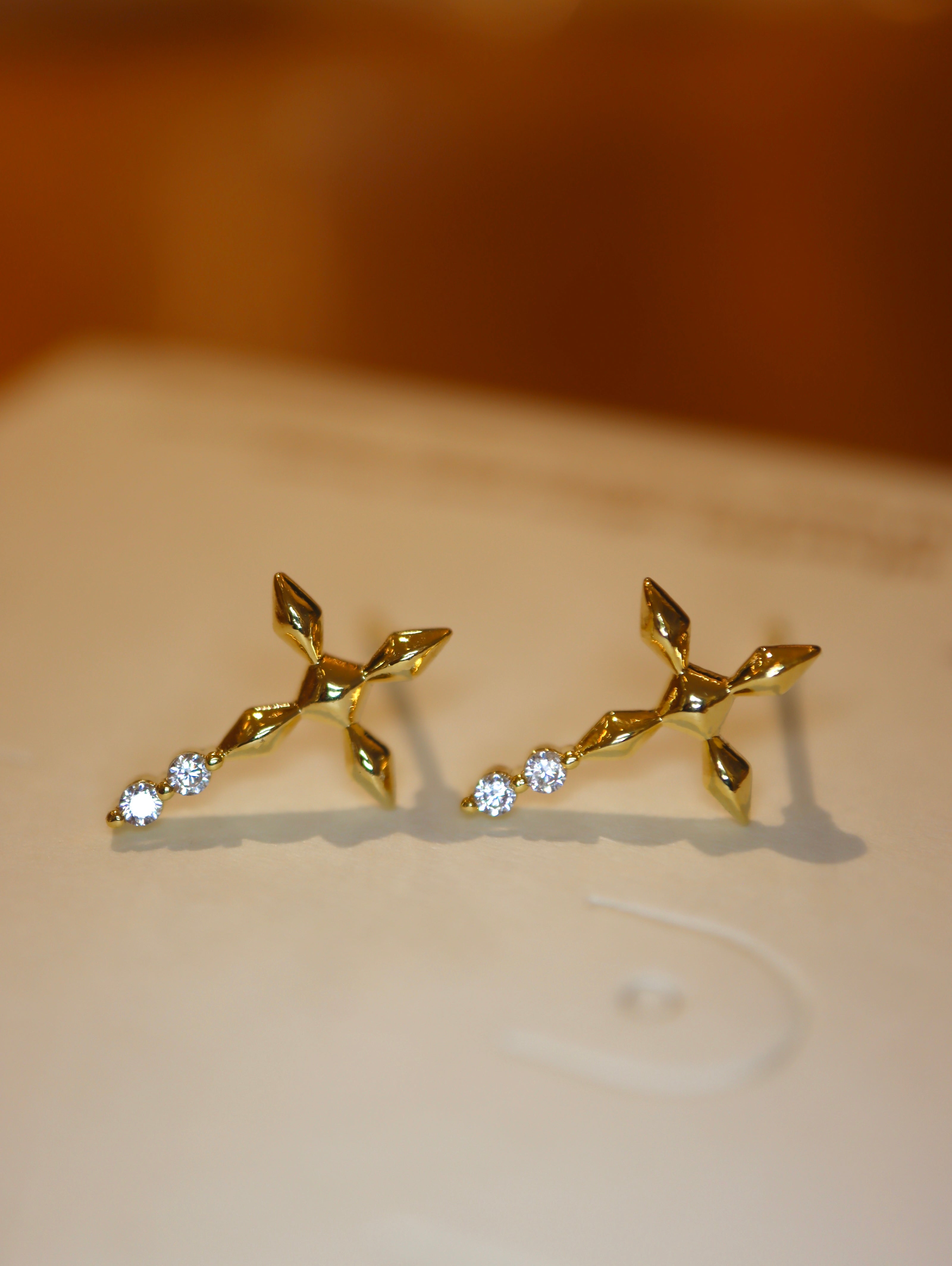 Aether Cross Brass Earrings