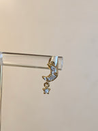 Crescent moon drop star cz surgical steel stud piercing (1pc)
