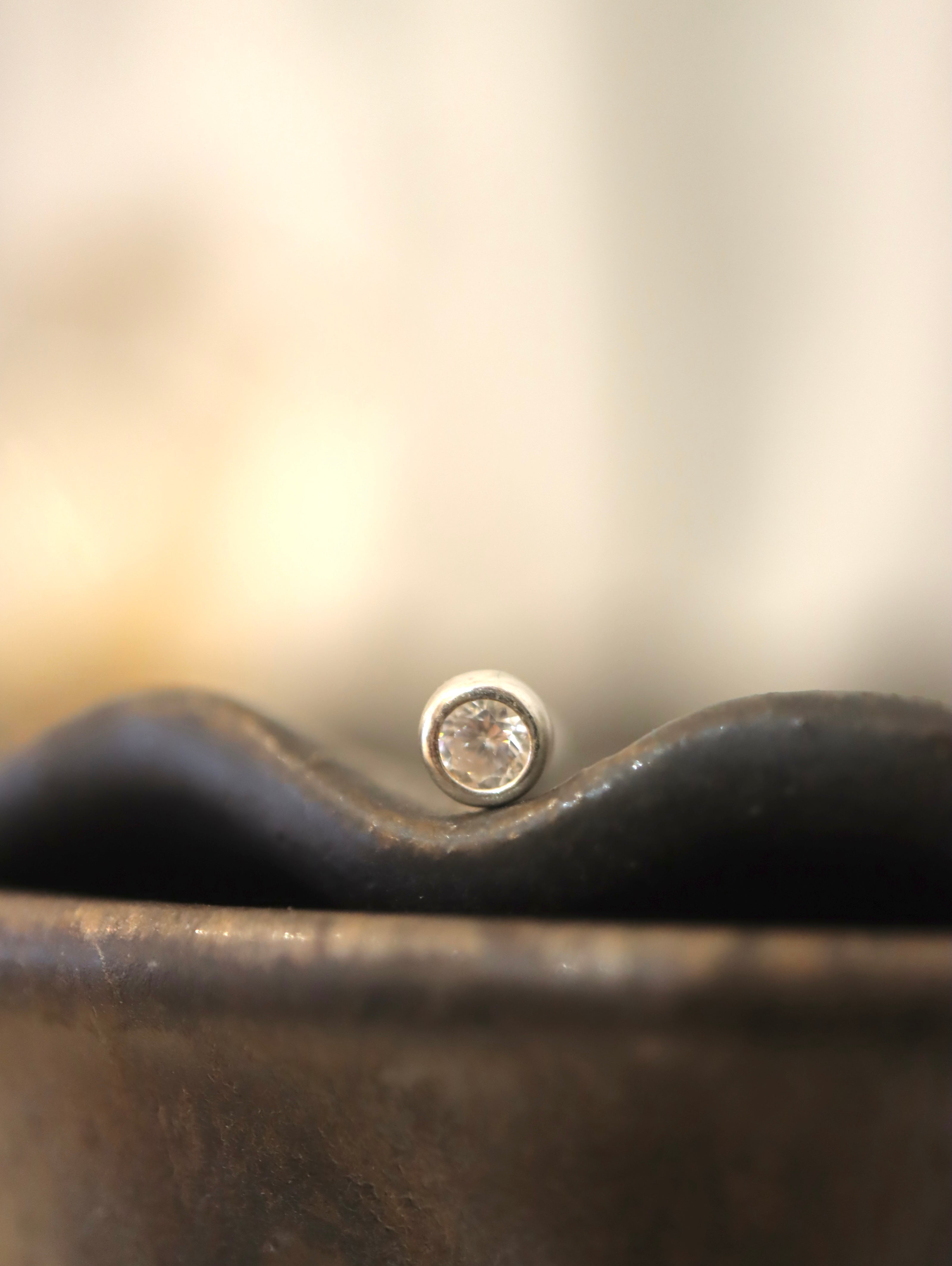 Round cz 925 silver stud piercing (1pc)