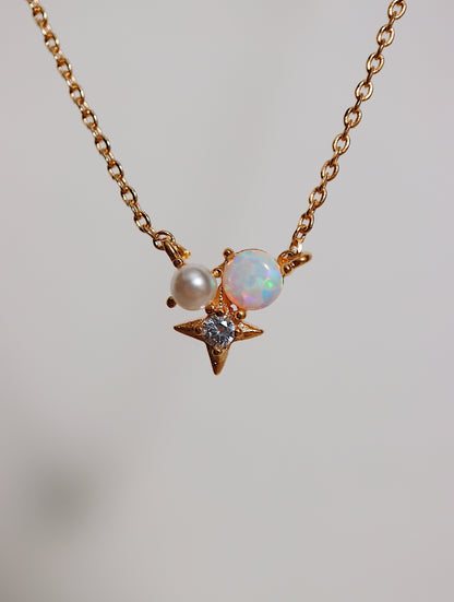 Sparkle opal pearl necklace