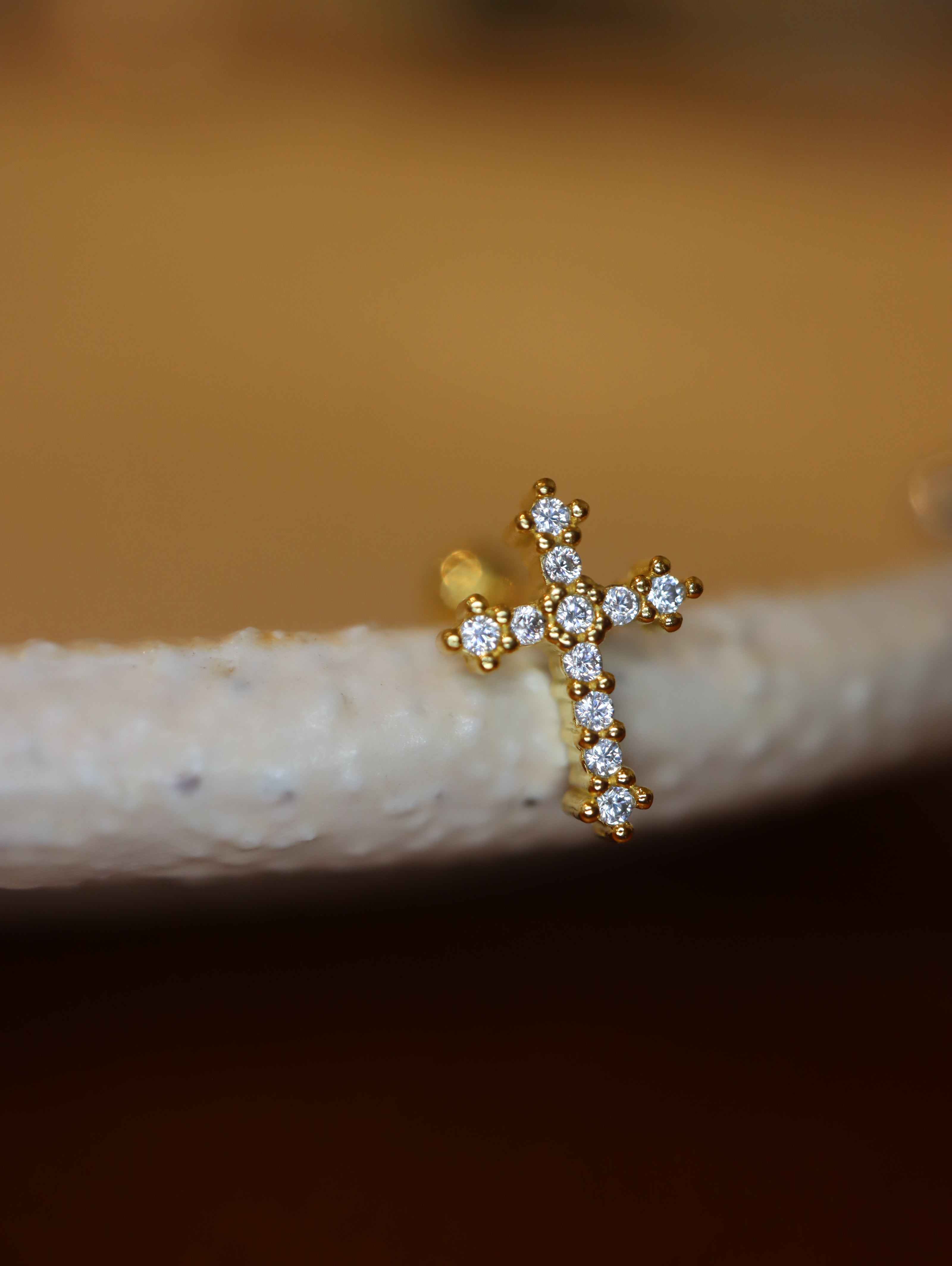 Lumina Cross Stud 925 Silver Earring Piercing (1pc)