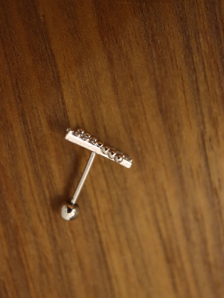 Cross CZ 925 Silver stud piercing earring (1pc)