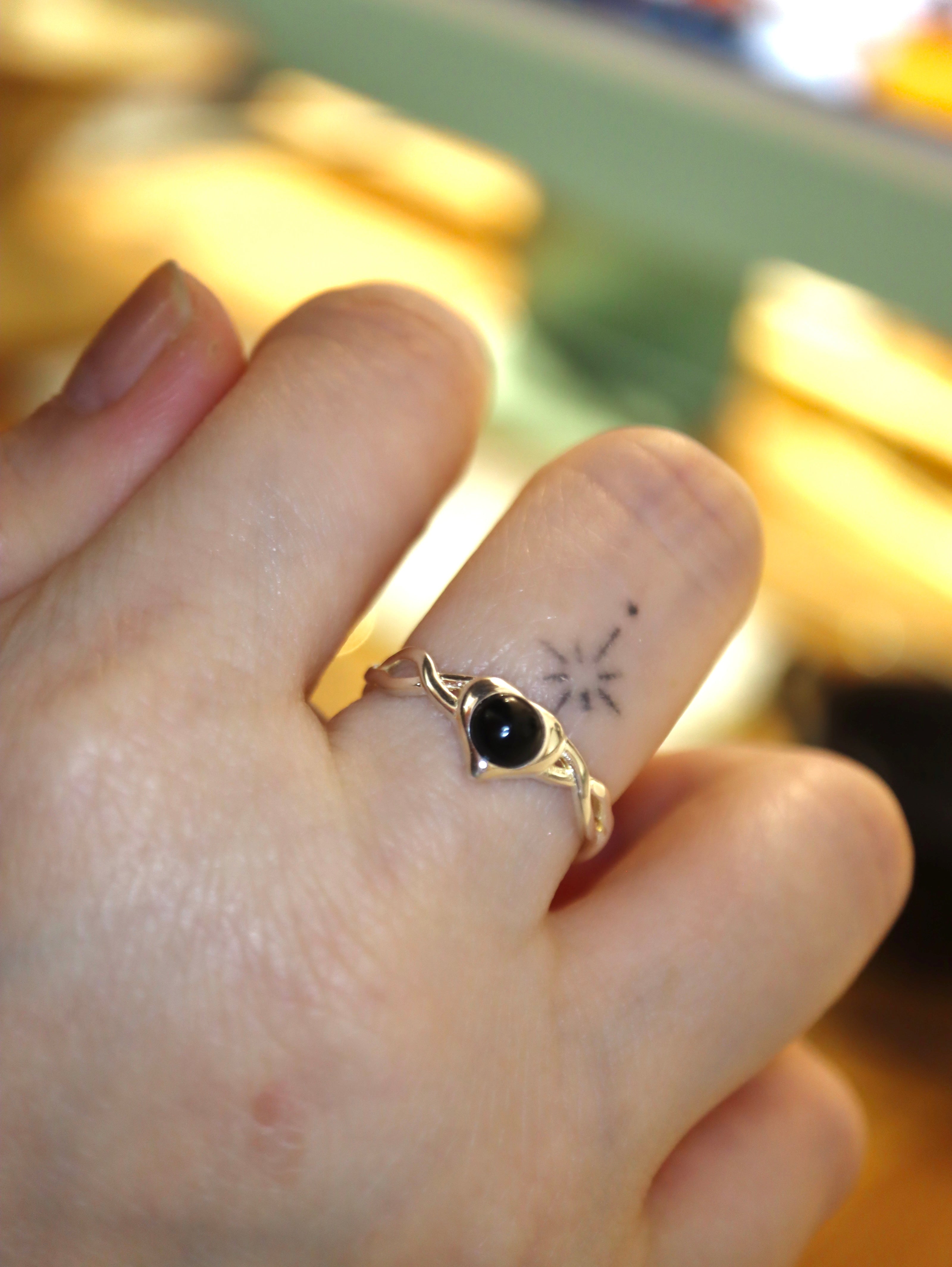 925 silver onyx free size ring