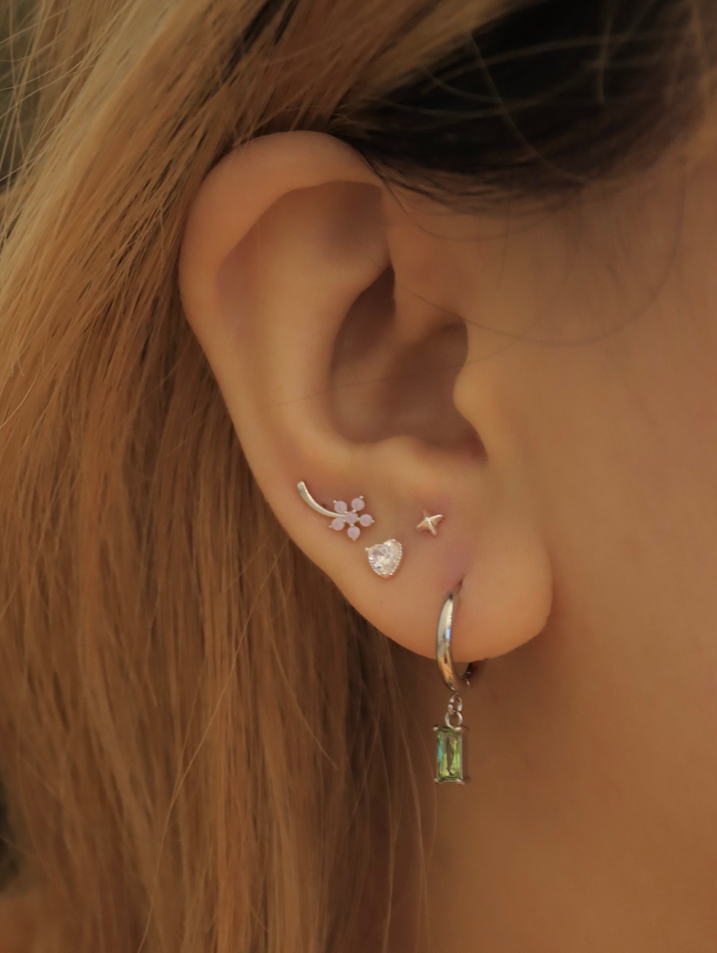 Petal climber brass earrings