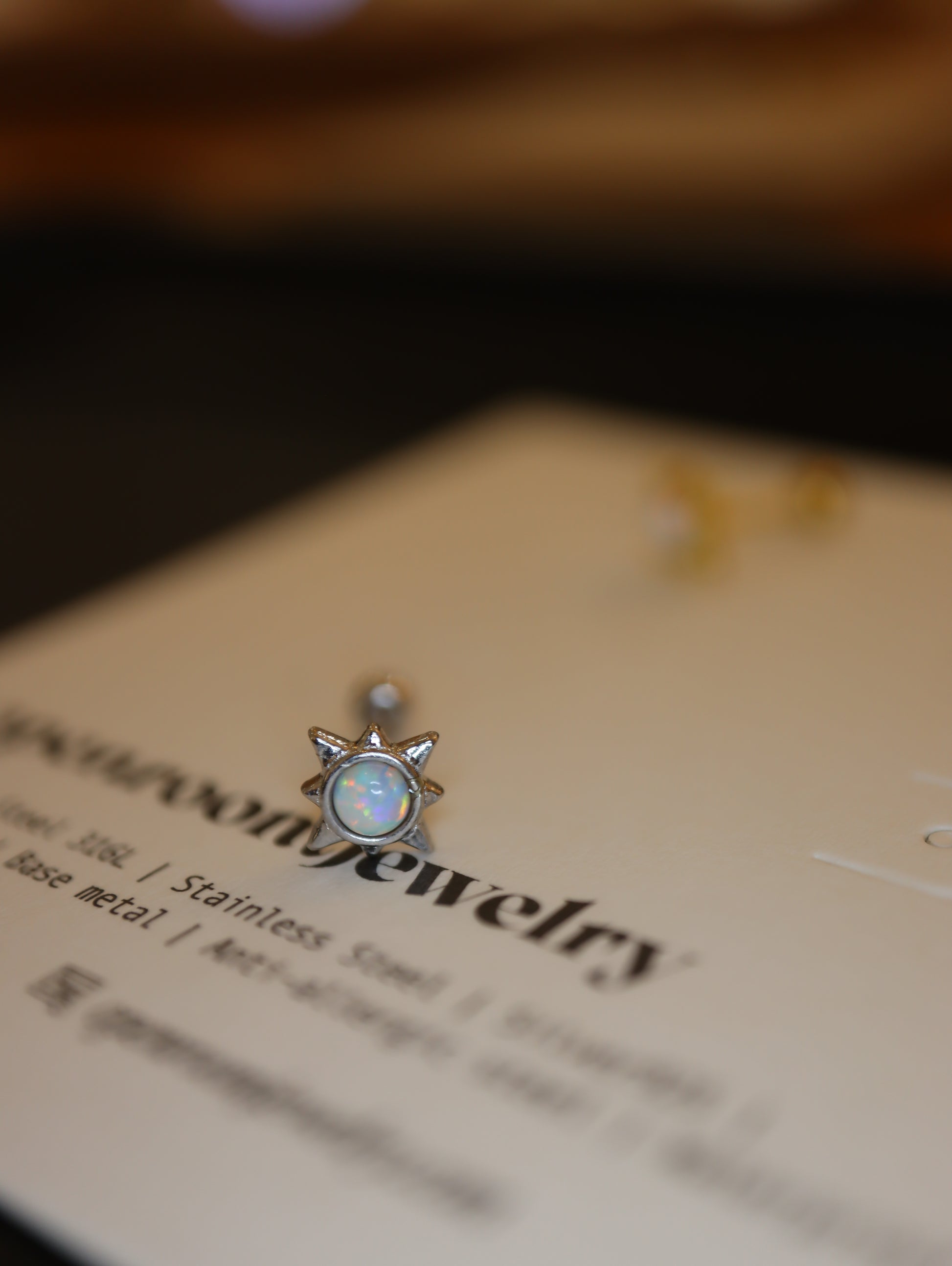 Opal star s925 piercing stud