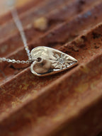Long heart stud cz necklace