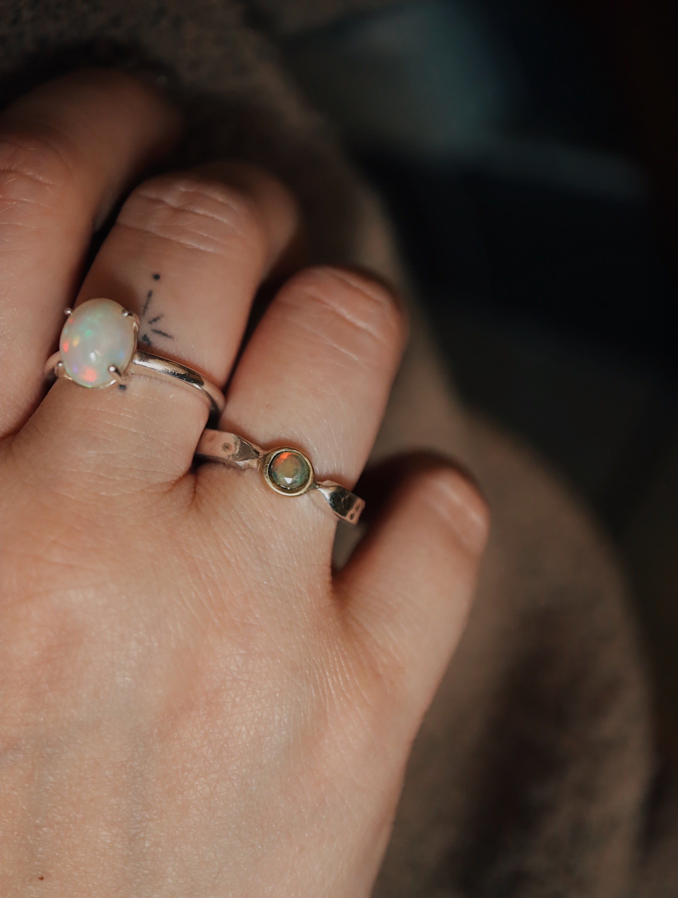 Opal Sterling Silver mix tone ring