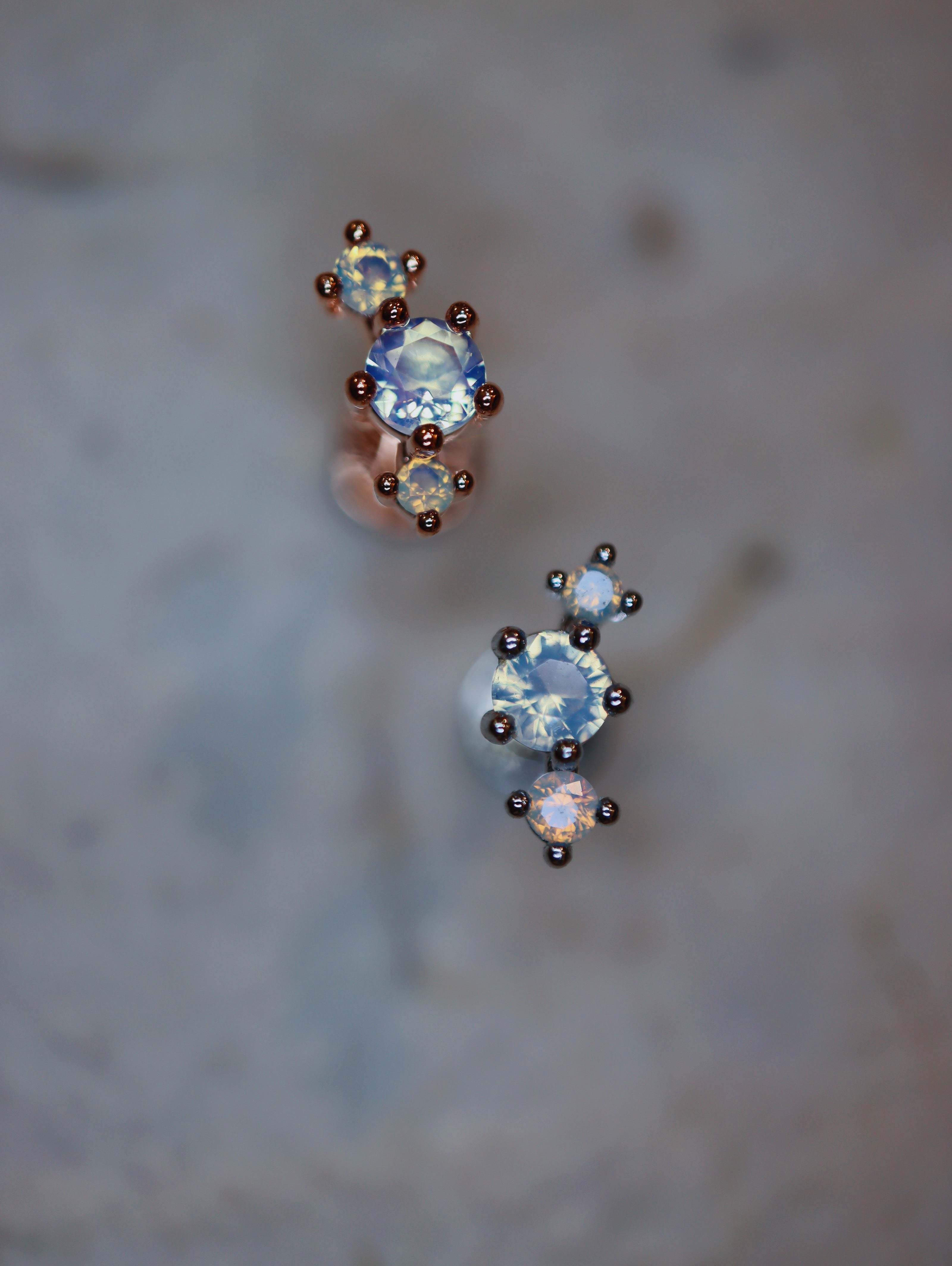 Triple CZ 925 silver 925 flat back piercing (1pc)