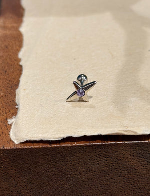 Stud cross barbell piercing