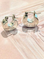 Polished 925 Silver hollow hoop earrings
