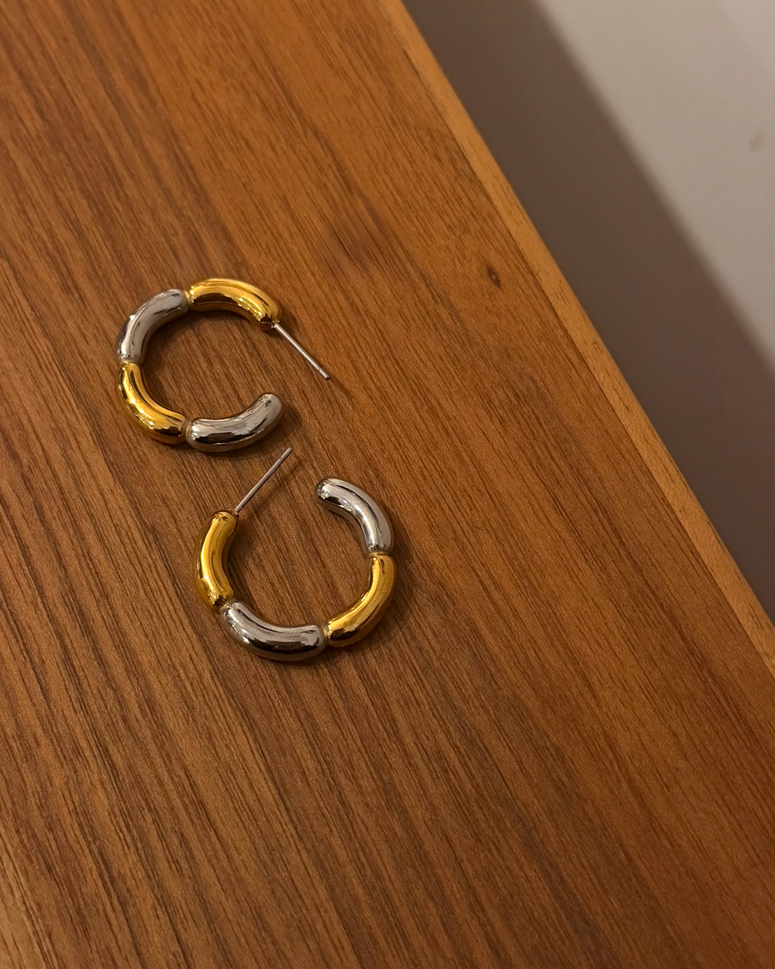 Mix tone stainless steel earrings