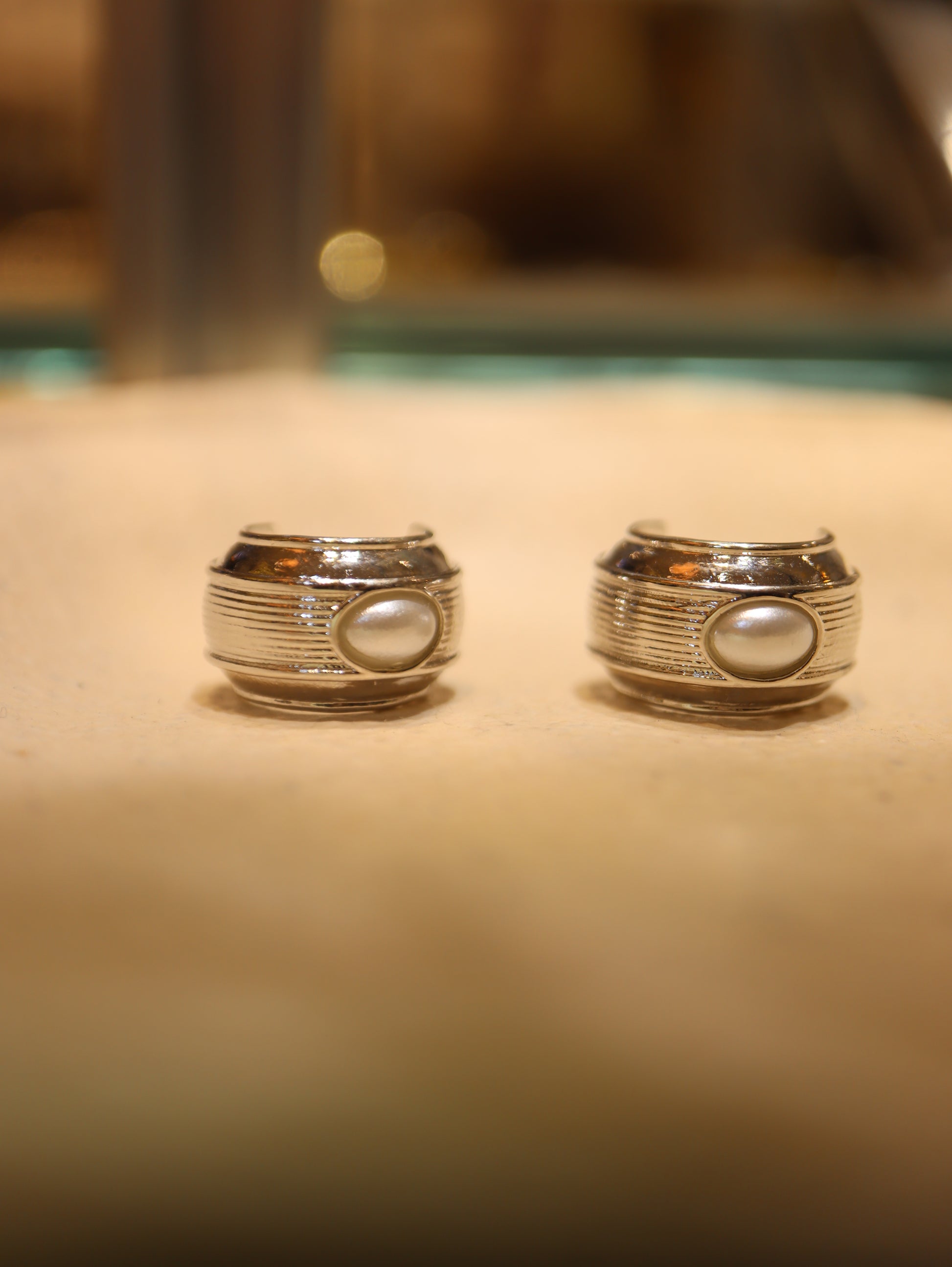 Ridged Pearl Earrings