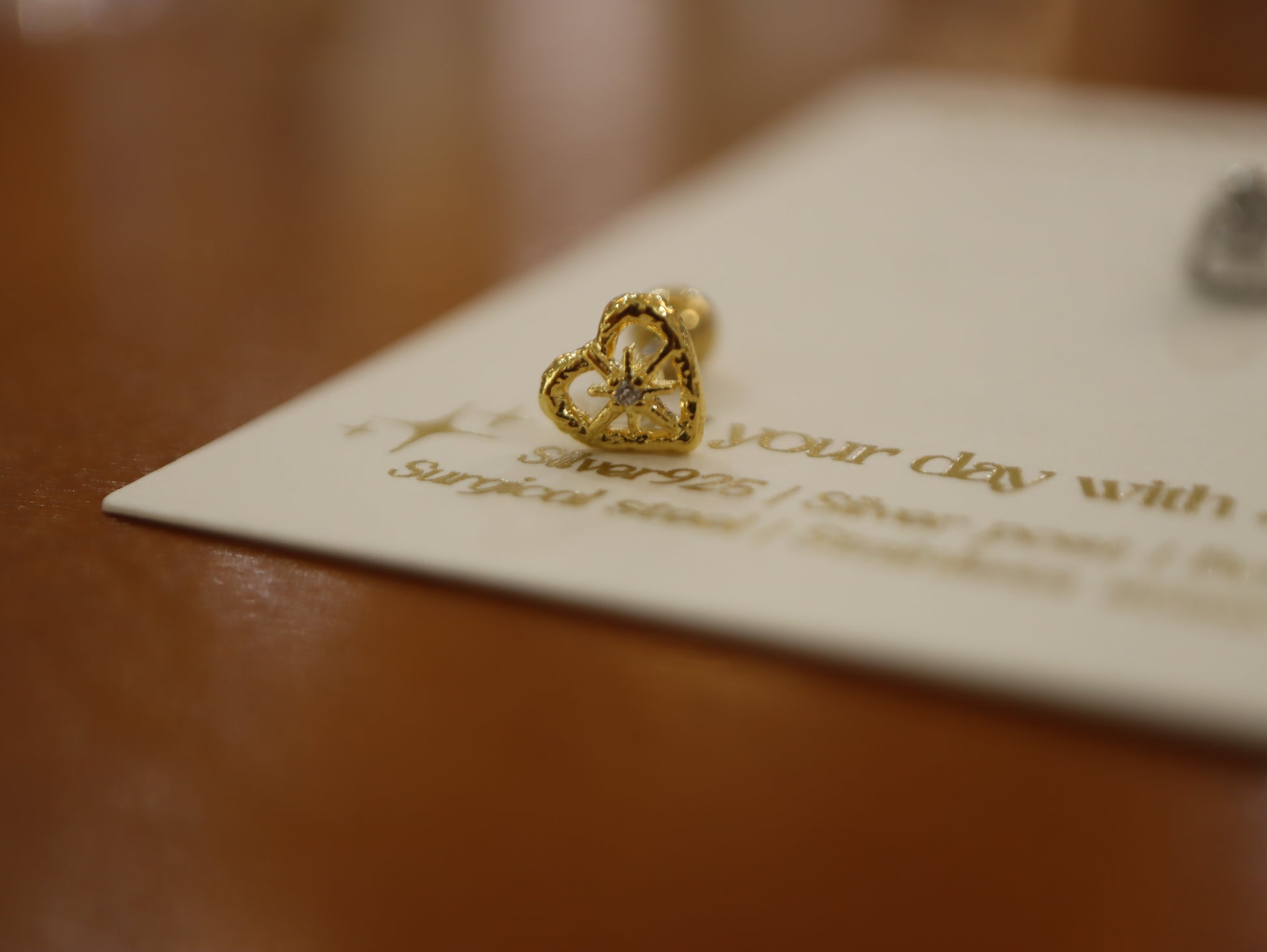 Sparkle in heart surgical steel piercing