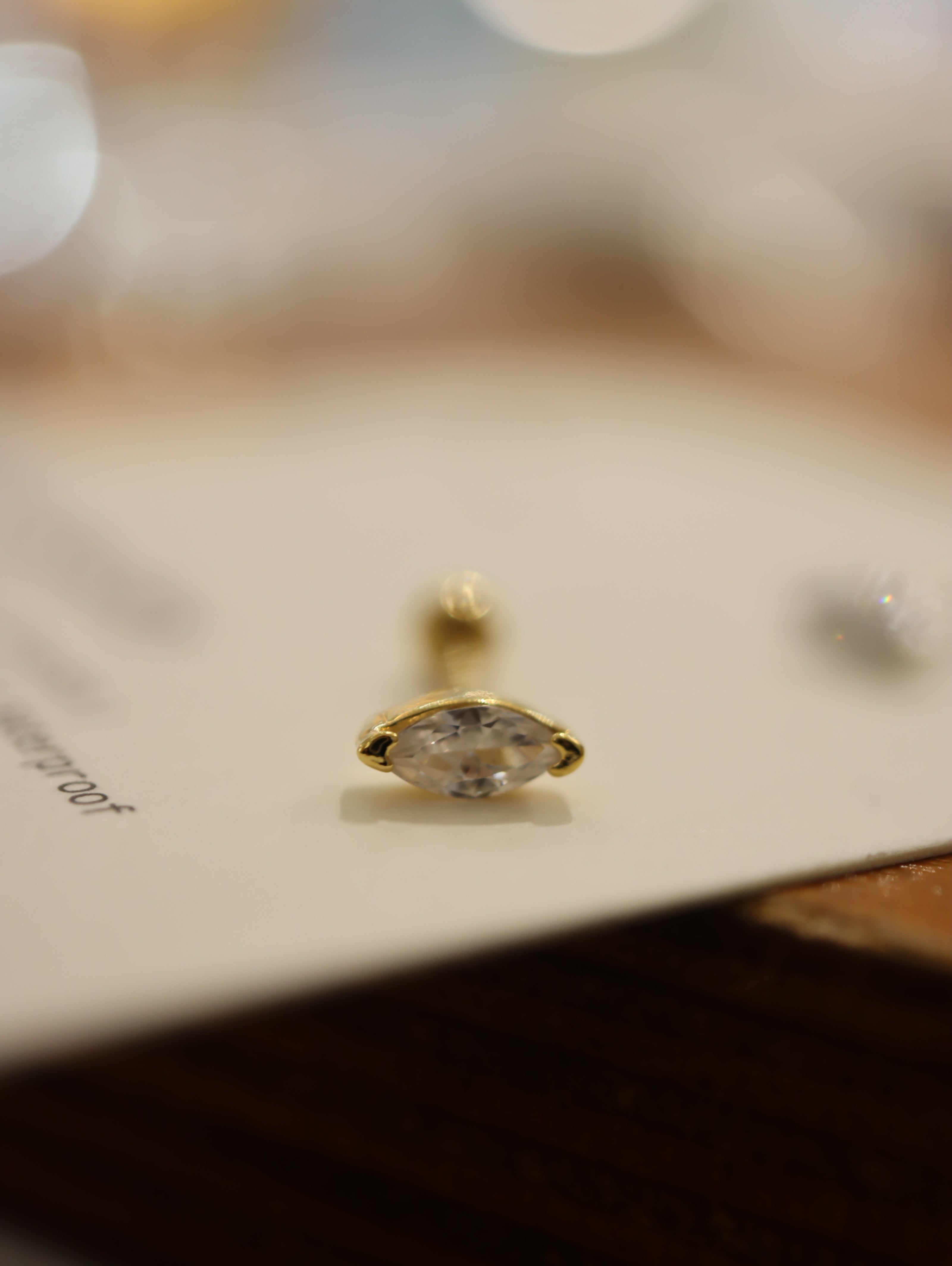 Marquise cz 925 silver piercing stud