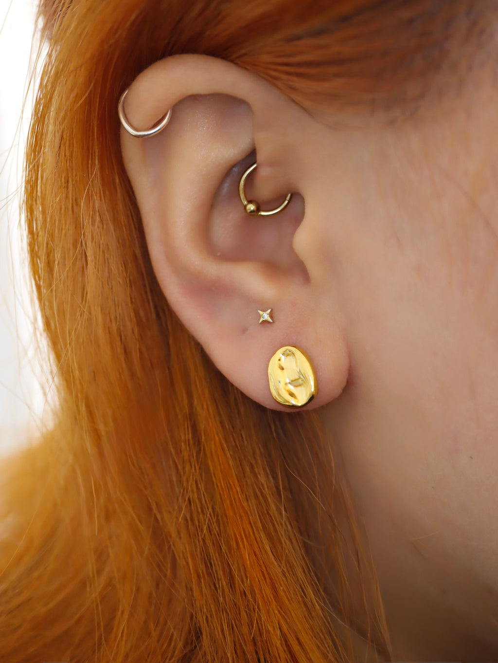 Irregular oval stainless steel earrings