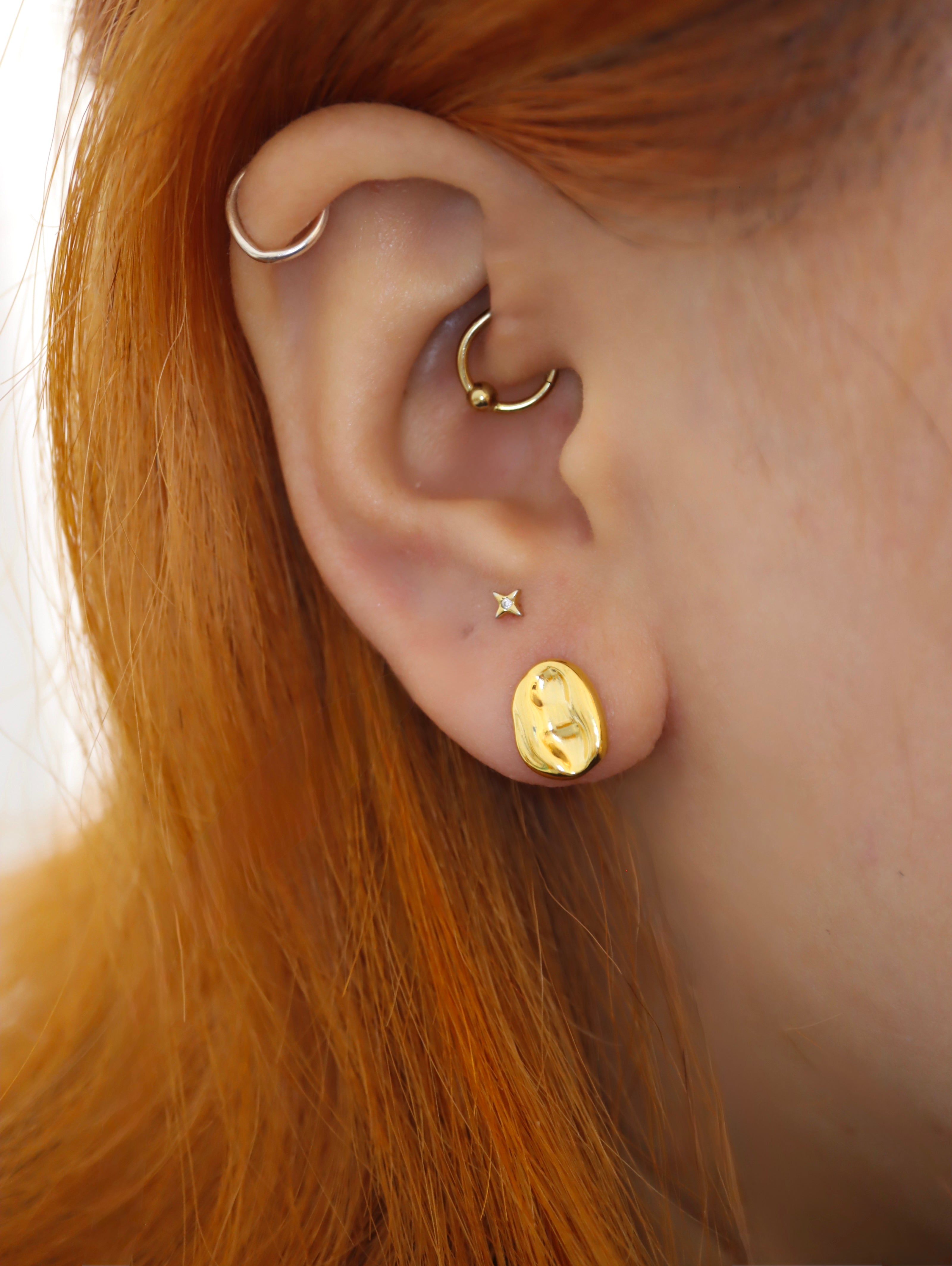 Irregular oval stainless steel earrings