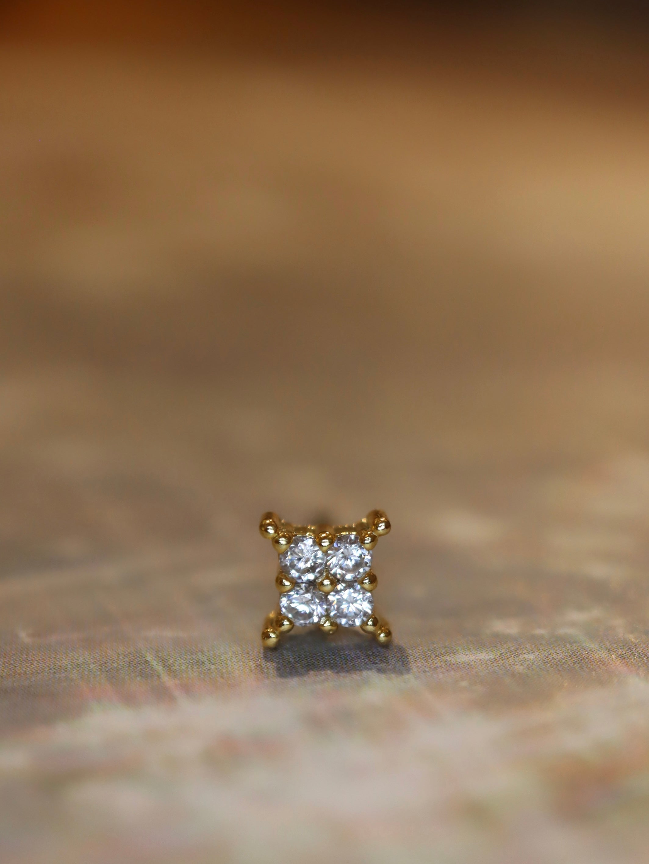 Quadrant Stud CZ Surgical Steel Earring Piercing (1pc)