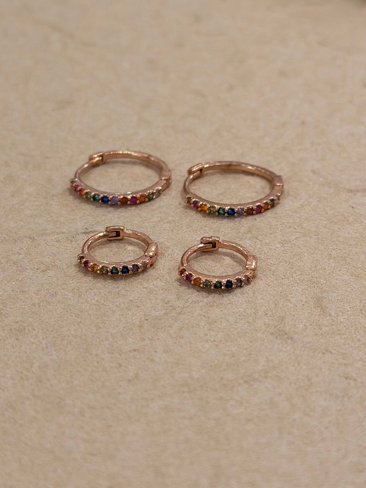 Rainbow CZ hoop Stainless steel earrings