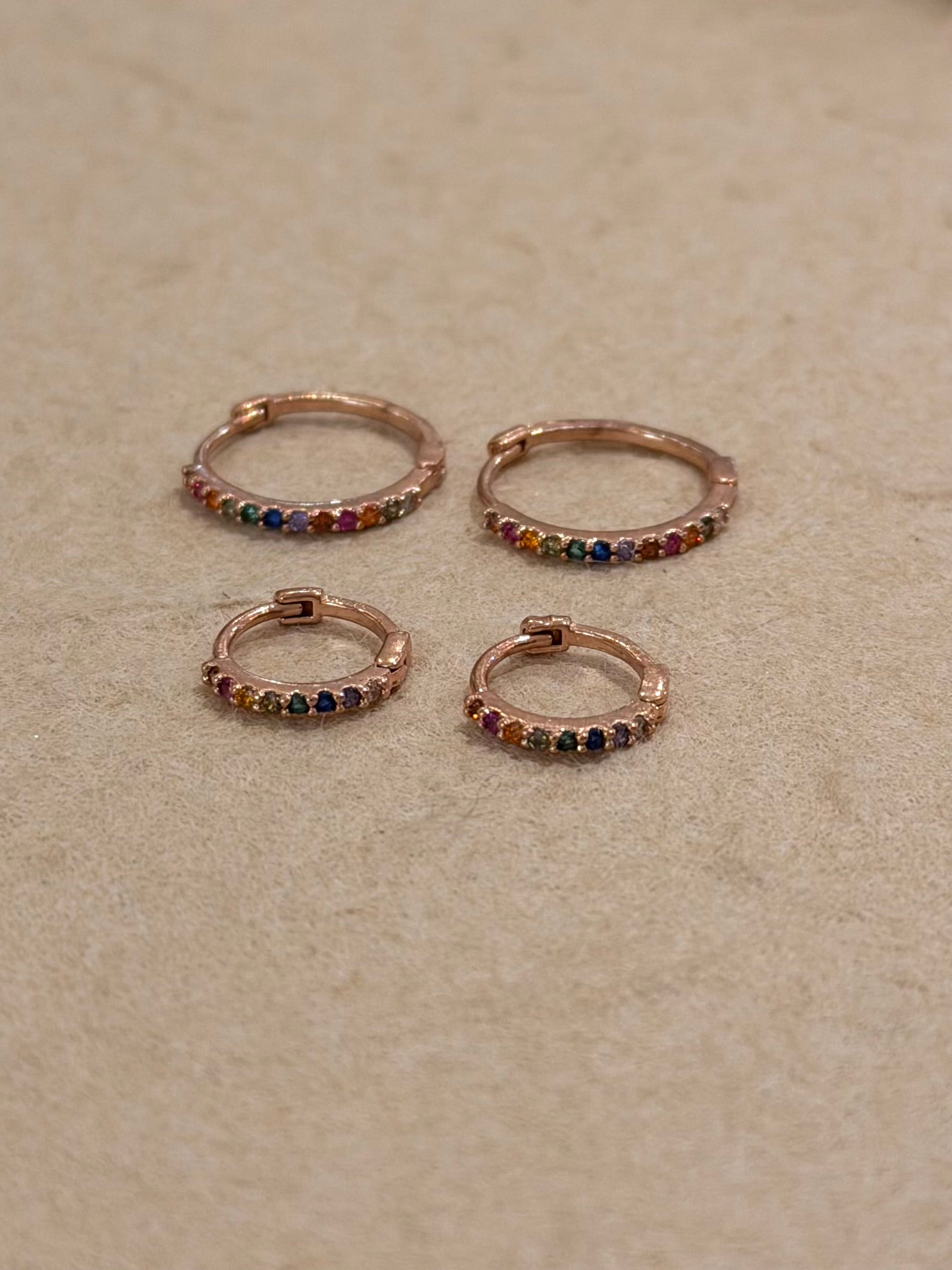 Rainbow CZ hoop Stainless steel earrings
