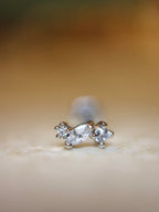 Marquise Trio Curved Stud 925 Silver Earring Piercing (1pc)