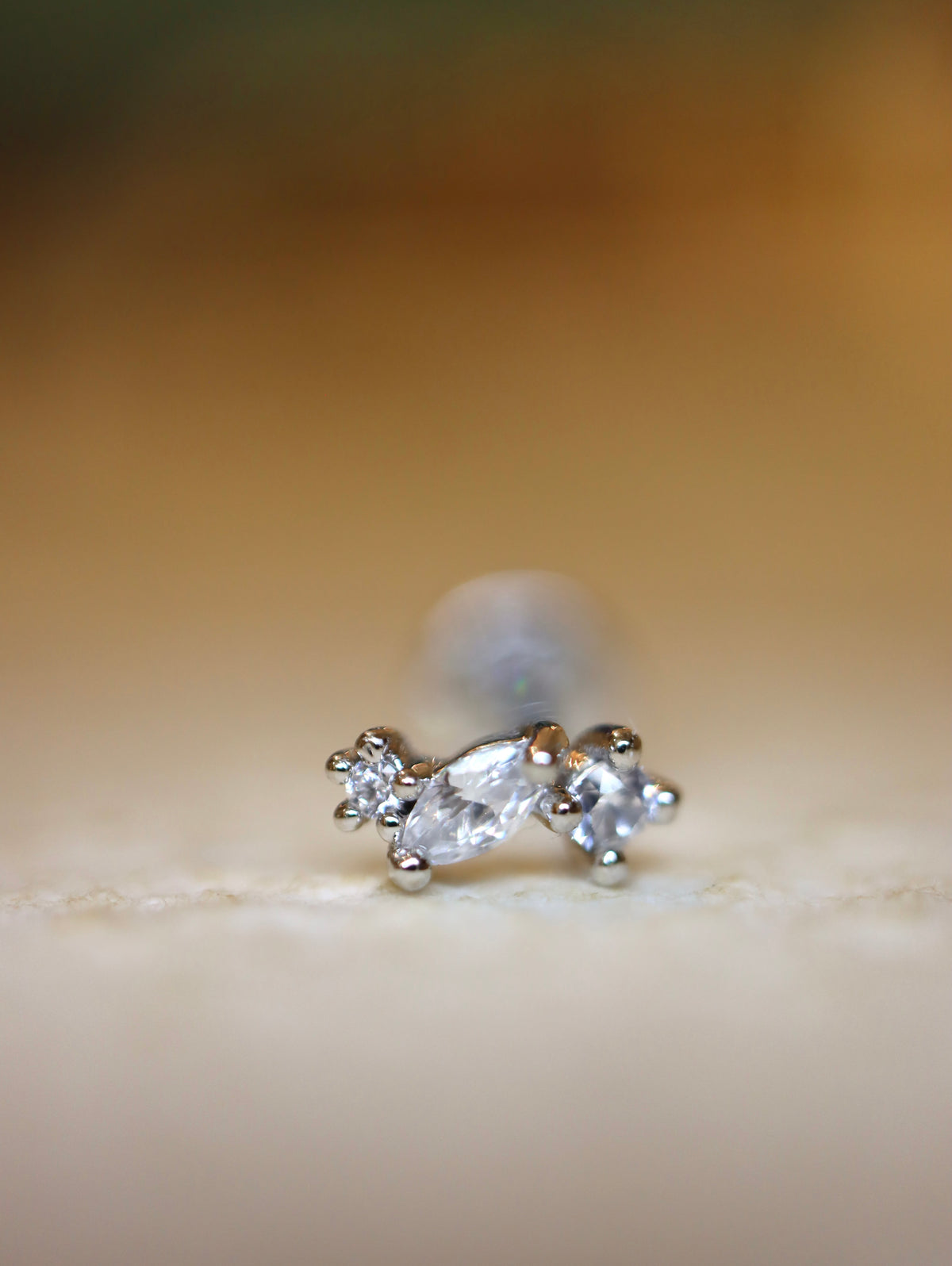 Marquise Trio Curved Stud 925 Silver Earring Piercing (1pc)