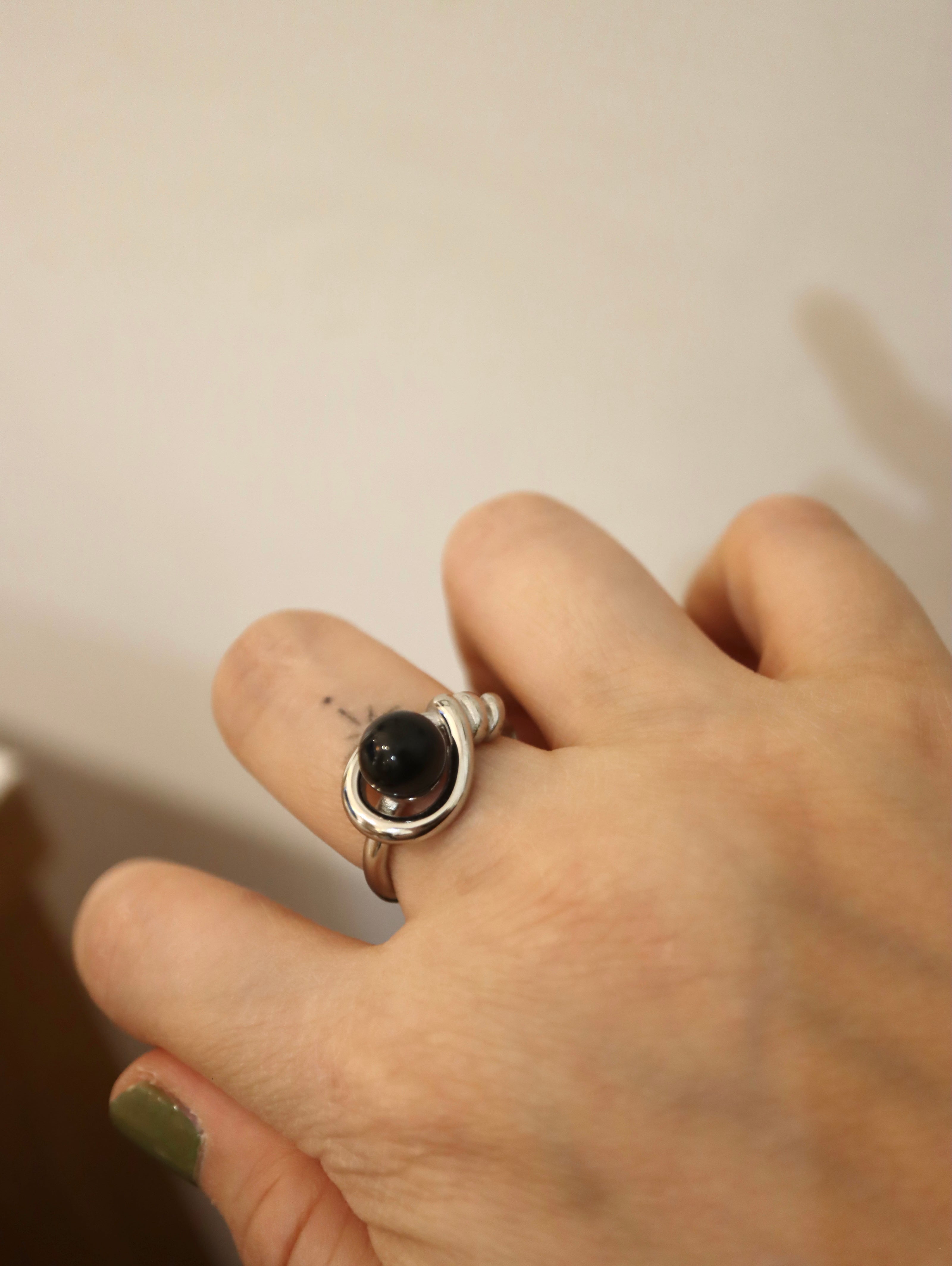 Stainless steel faux onyx ring