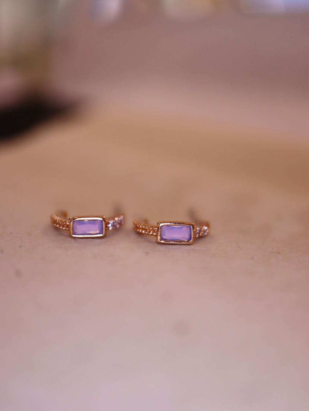 Mini rectangular cz earrings (pair)