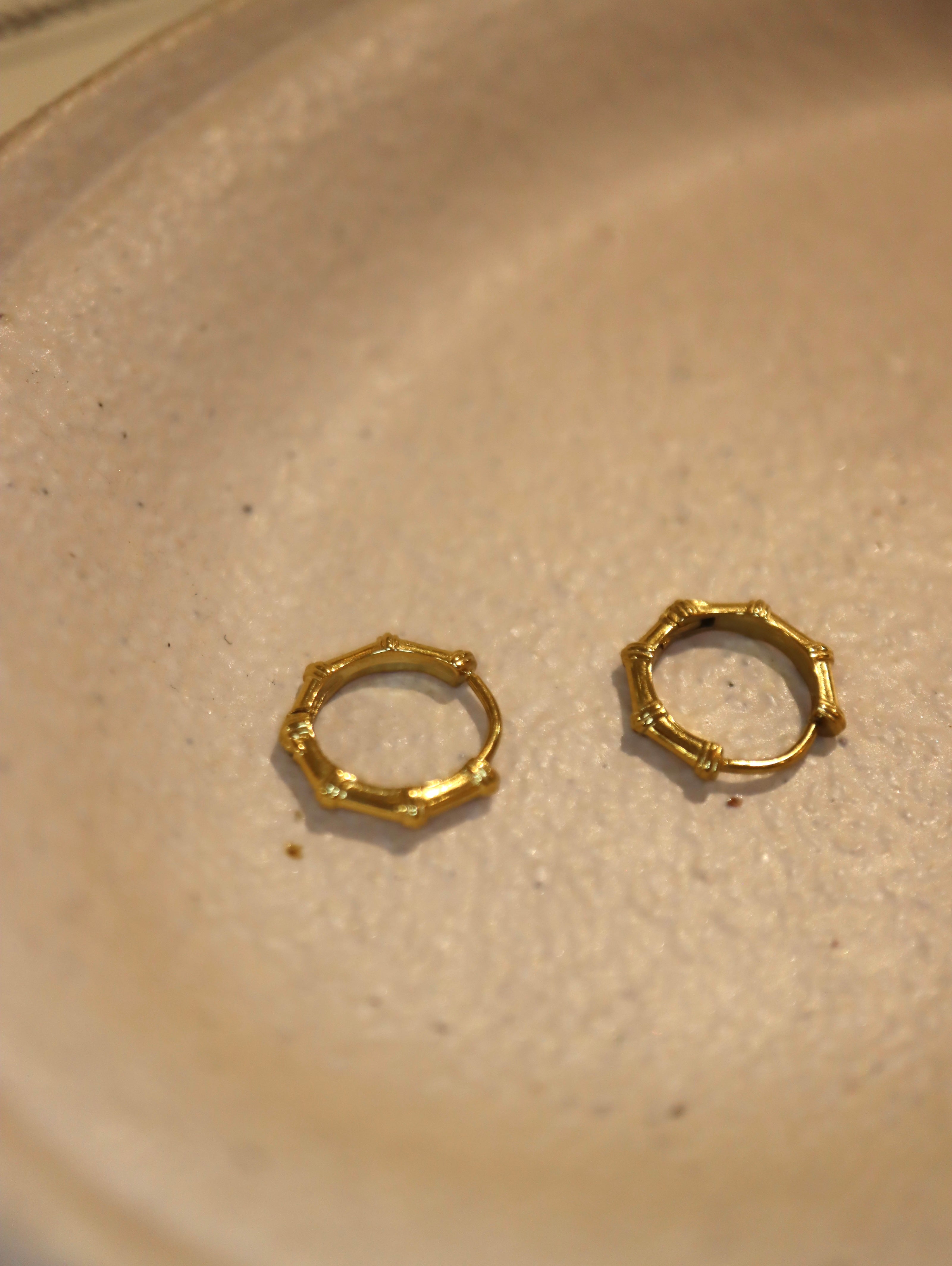 Bamboo Joint Stainless Steel Hoop Earrings