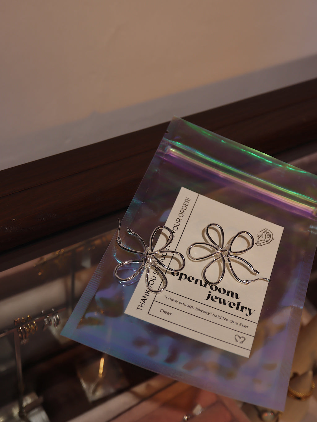 Wire Bow Silver Tone Earrings