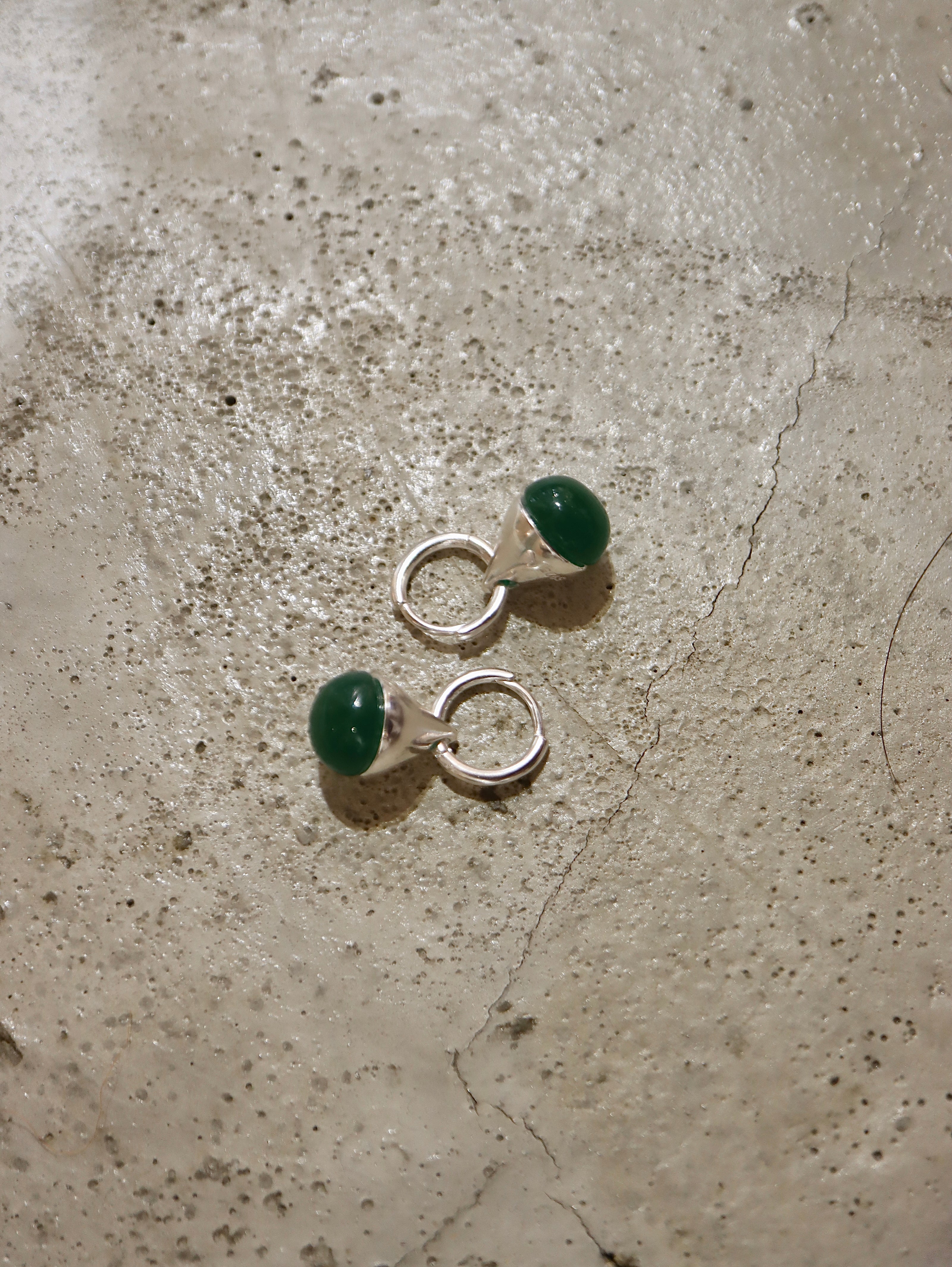 Green agate 925 silver earrings