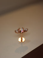 Opal cz bar 925 silver flat back earring piercing