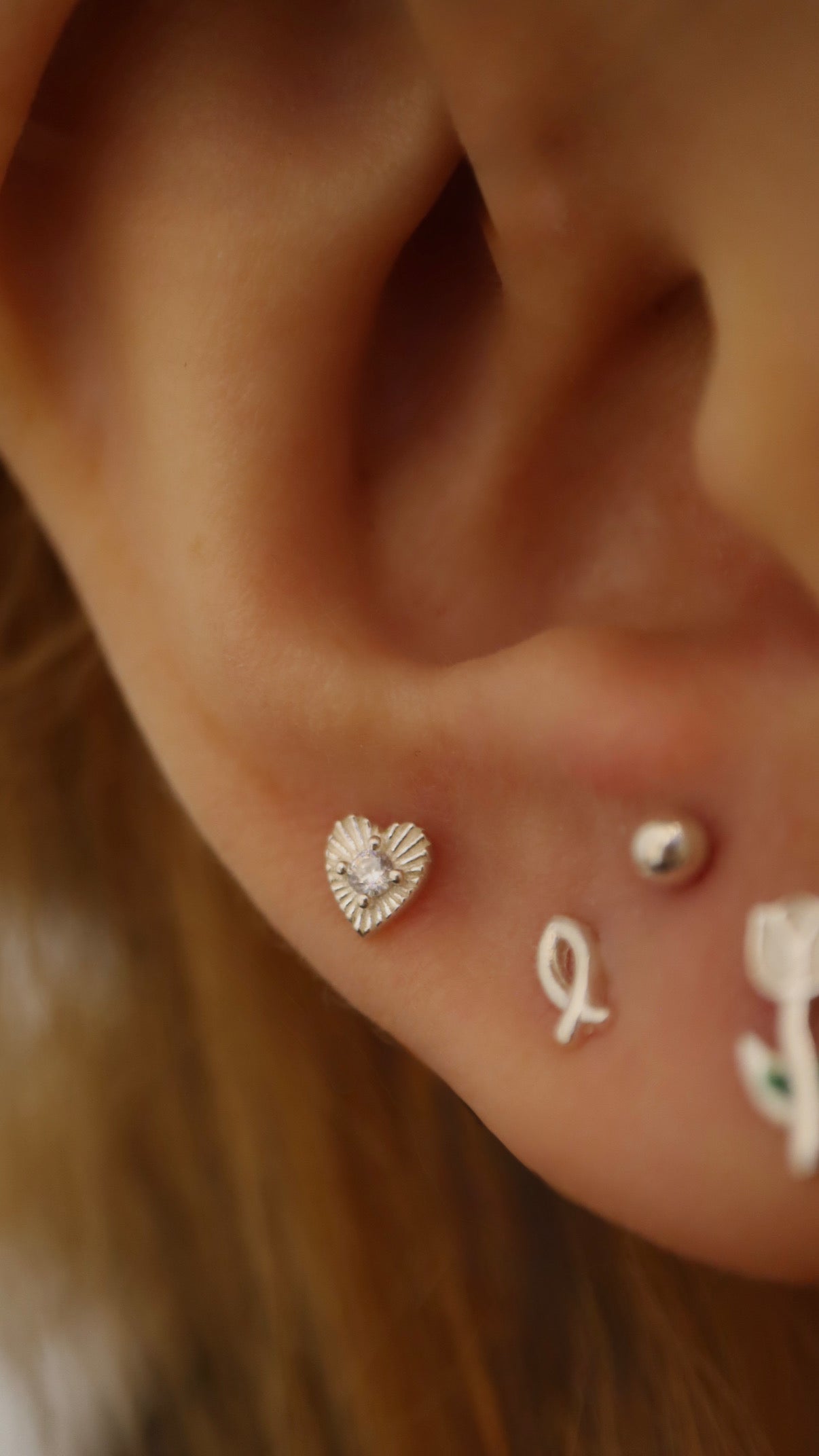 Ray burst stud 925silver earring piercing