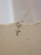 Drop cross 925 silver flat back piercing